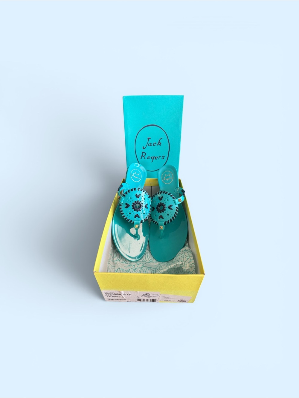 🏝️Jack Rogers Georgica Jelly Sandals Blue/Midnight Navy Size 9 NIB - Picture 4 of 7